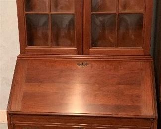 Beautiful Drop Front Desk with upper Bubble Glass Cabinet