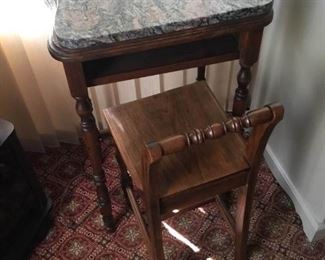 Marble Top Note Desk with Chair