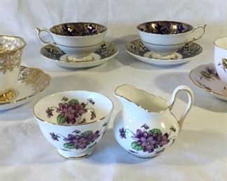 Vintage/Antique Bone China, Tea Cups, Saucers & Creamer (10Pcs) https://ctbids.com/#!/description/share/225952