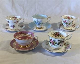 Vintage/Antique Bone China Tea Cups & Saucers (10Pcs) https://ctbids.com/#!/description/share/225953