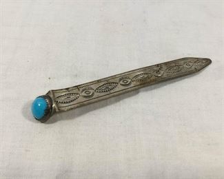 Native American Sterling Turquoise Vandever Book Mark https://ctbids.com/#!/description/share/227203