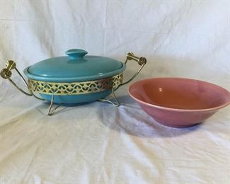 Miramar Covered Casserole 773 w/ Caddy & Bauer Bowl   https://ctbids.com/#!/description/share/225958