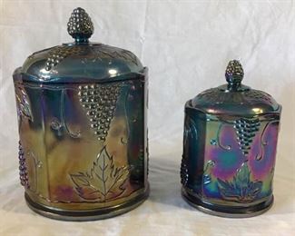 Vintage Indiana Carnival Glass Harvest Grape Canisters (4Pcs)           https://ctbids.com/#!/description/share/225960