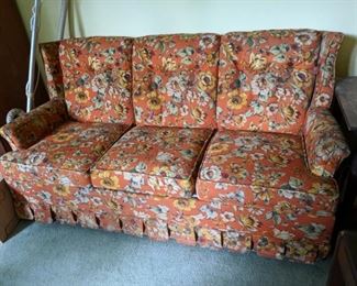 $25  Orange floral sofa