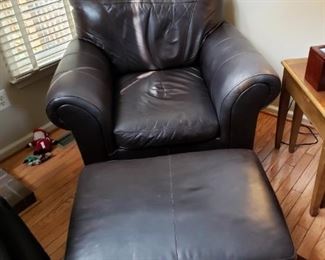 Leather chair with Ottoman. $75