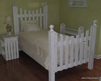 Fabulous White Picket Fence Twin Bed with Nightstand
