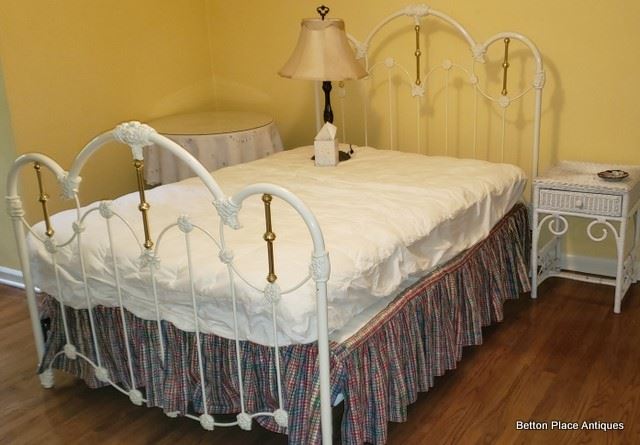 Exquisite Brass Double Bed with mattress/base...Henry Link Wicker Company Nightstand