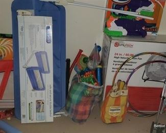 Large Fan still in box, Children's toys and Crib etc