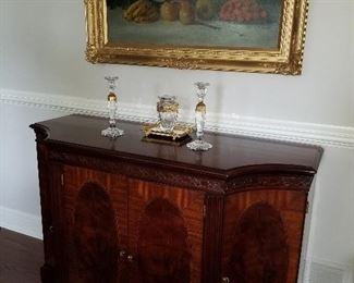 Henkel Harris cabinet , Mosar "Splendid Gold" Candlesticks, Mosar "Splendid Gold"  Vase 