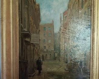 Oil Painting, " A London Street Scene",  Reginald Grenville Eves,  Signed oil.  Listed artist