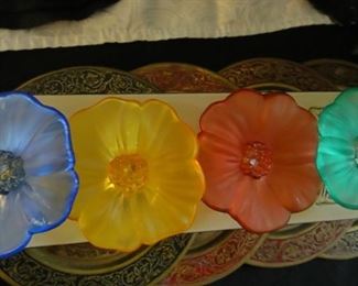 Hans Turnwald lucite flower/butterfly napkin rings – signed