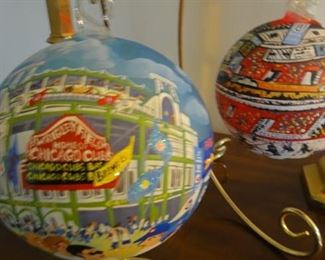 Hand painted ornaments, Cubs,  Chicago Black Hawks 