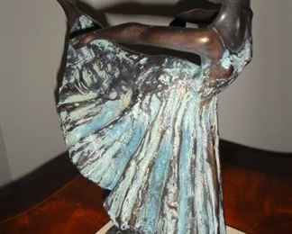 Luis Jorda, bronze resin figure of a ballerina, on marble base, 34cm"