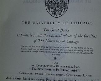 Encyclopedia Britannica, "The Great Books",  Twenty Eighth Printing, 1986. Complete set of 54