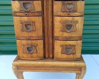 Antique Oak Sewing Credenza
