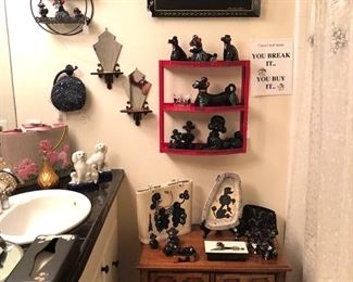 Vintage Black Poodle Decor, Serving Pieces and Collectibles..