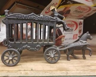 Antique Metal Overland Circus Cage and Horses