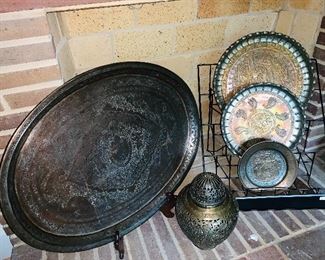 Bronze and Brass Accents, Plates, Earn, Table Top