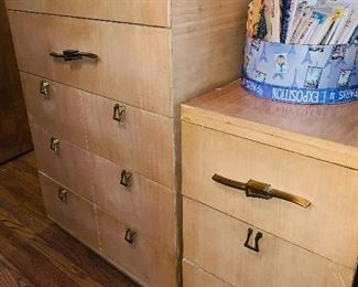 Early 19C. Blonde Chest of Drawers, Night Stand, Matching Vanity
