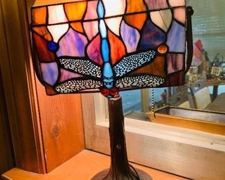 Stained Glass Dragonfly Lamp
