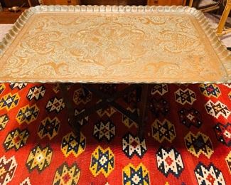 Copper, Inscribed, Large Tray/Table Top with Stand