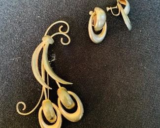 Sterling Broach and Matching Earrings