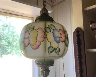 Antique hand-painted glass pendant lamps