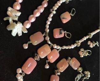 Rhodonite  Pearl Set 