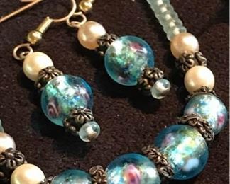 Blue  Silver Beadwork Jewelry