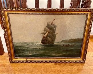 Original JJ McAuliffe oil painting - 1914 Outword Bound