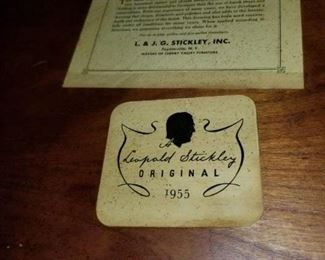 Labels on bottom of Stickley chair