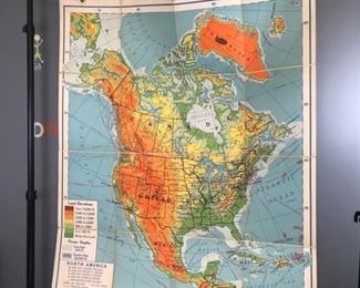 1939 North America Cloth Folding School Map