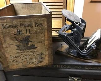 Antique Baltimore Printing Press with Shipping Crate