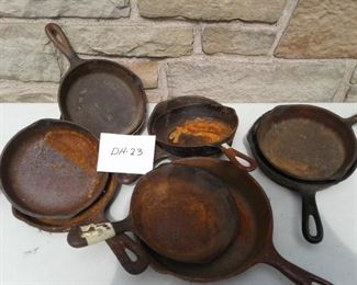 Cast Iron Skillets Ten in All