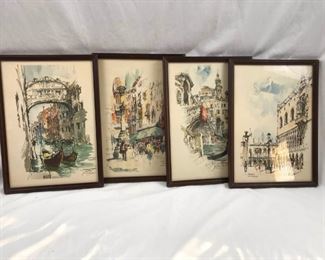 Four Watercolor Lithographs by Jan Korthalo