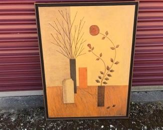 Mid Century Collage Oil Painting on Canvas