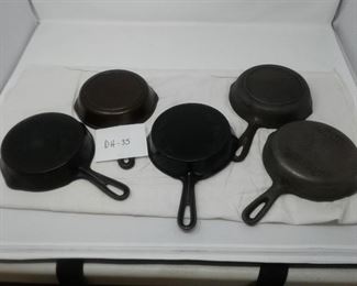 Number Three Cast Iron Skillets Five in All