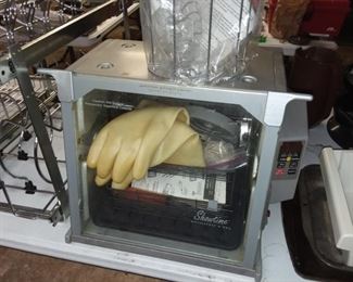 Rotisserie oven, cook book gloves, racks.