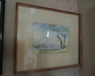 Rare Charles Reinike Mississippi river paddlewheeler-- early. Looks like Thomas Hart Benton influence.