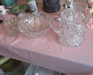 Large collection of American cut glass, includes brilliant glass