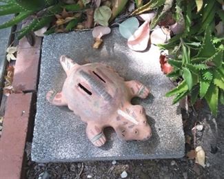 Small Folk Art Ceramic Turtle.