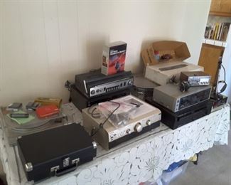 Collection of Audio Receivers, Record Player, and Lovely Vintage Audio Equipment.