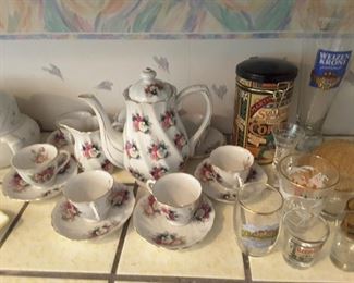 Special Flowered Teapot and Creamer and Teacups, Saucers, other fun Collectibles.