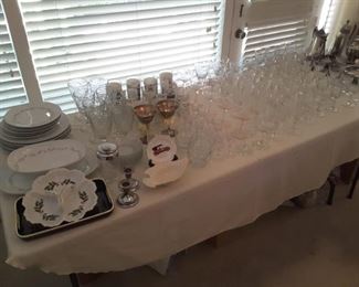 Collection of lovely Barware, Glassware, Serving ware and small serving dishes.
