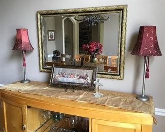 Mirror and set of matching lamps