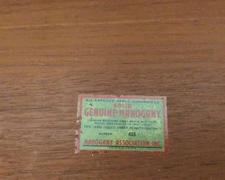 Vintage label in antique dresser