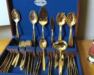 Rogers gold plated set of silverware with extra pieces in original box