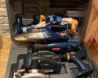 RYOBI 6 PIECE SET W/ 2 BATT & CHARGER 