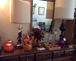 Table lamps Mirror. Autumn decorations
