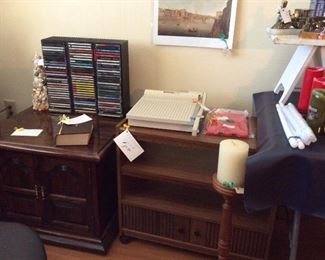Large paper cutter. Small computer stand